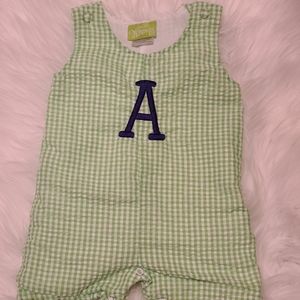 Monogrammed A seersucker Short all SOLD